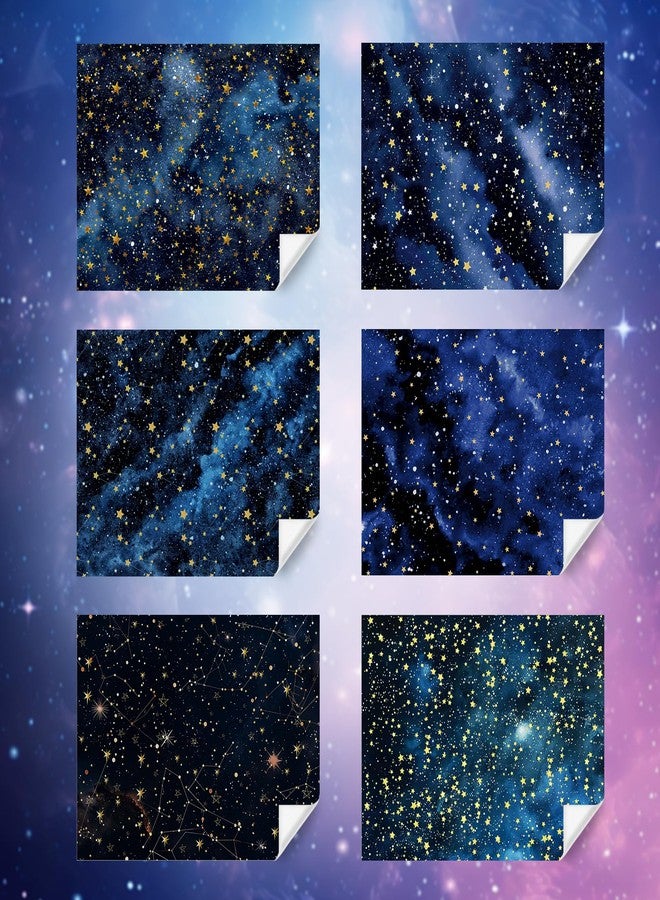 Boerni Galaxy Wrapping Paper, 6 Sheets 20x27 Inches Starry Sky Gift Wrap for Birthday, Holiday, Christmas, Folded Flat Watercolor Space Art Paper for Gift Packaging, Party Decor - Image 3